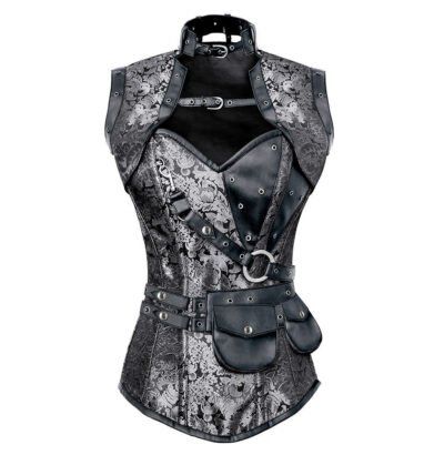 Steampunk Steel Boned Overbust Brocade Corset