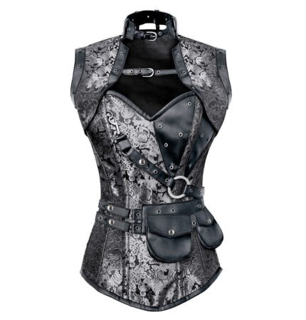 Steampunk Steel Boned Overbust Brocade Corset