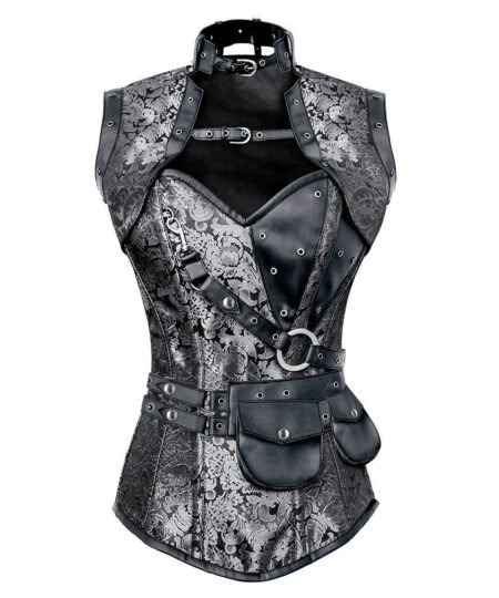 Steampunk Steel Boned Overbust Brocade Corset