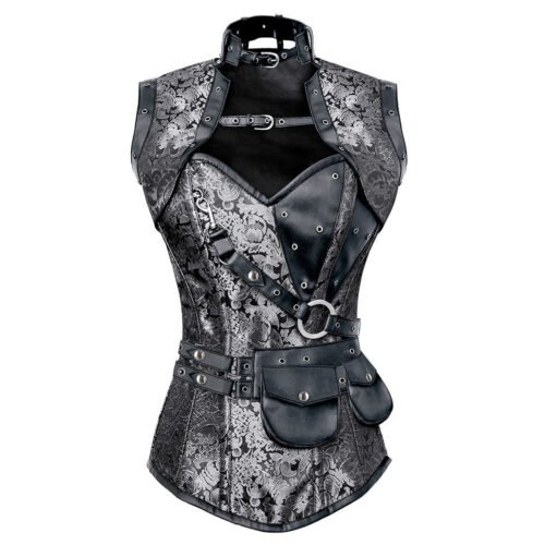 Steampunk Steel Boned Overbust Brocade Corset