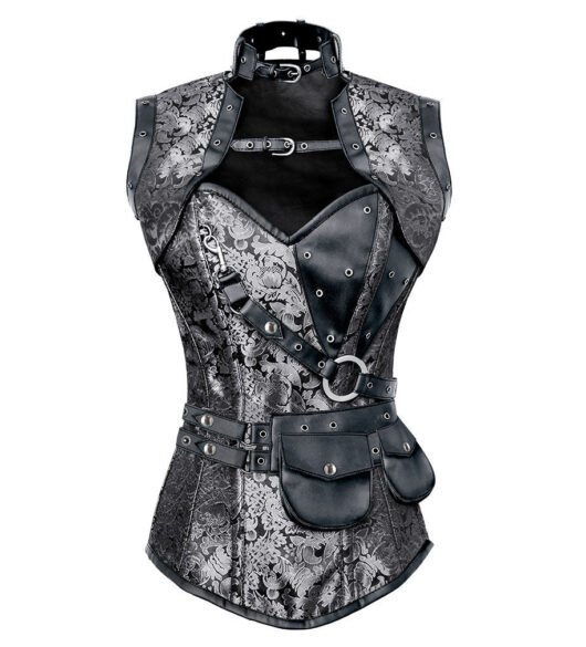 Steampunk Steel Boned Overbust Brocade Corset