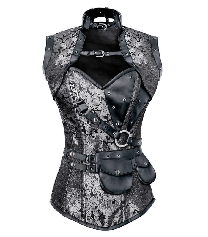 Steampunk Steel Boned Overbust Brocade Corset