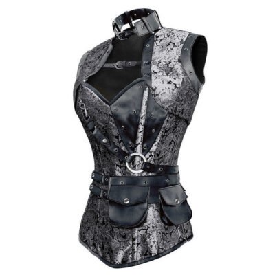 Steampunk Steel Boned Overbust Brocade Corset