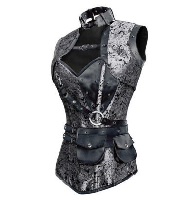 Steampunk Steel Boned Overbust Brocade Corset