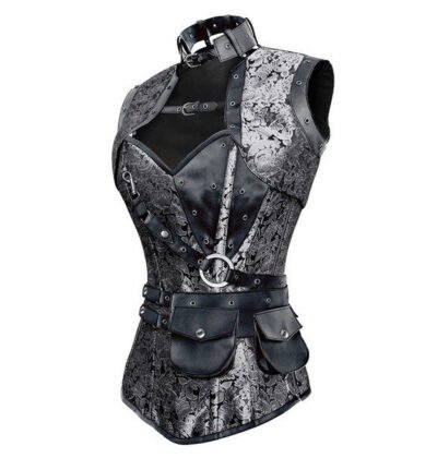 Steampunk Steel Boned Overbust Brocade Corset