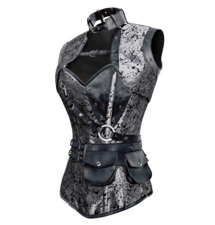 Steampunk Steel Boned Overbust Brocade Corset