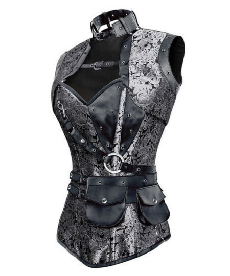 Steampunk Steel Boned Overbust Brocade Corset