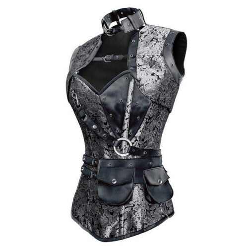 Steampunk Steel Boned Overbust Brocade Corset