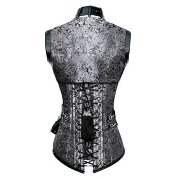 Steampunk Steel Boned Overbust Brocade Corset