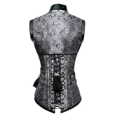 Steampunk Steel Boned Overbust Brocade Corset