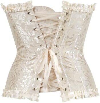 Ivory Brocade Over bust Corset with Ruffle Trim