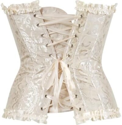 Ivory Brocade Over bust Corset with Ruffle Trim