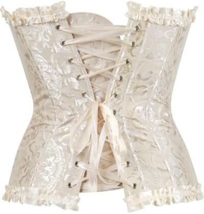 Ivory Brocade Over bust Corset with Ruffle Trim