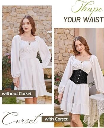 Black Steampunk Brocade Over bust Corset with Chains