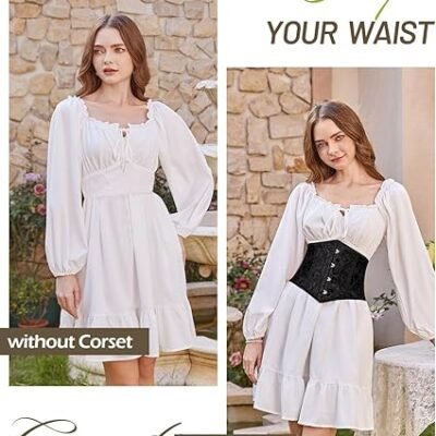 Black Steampunk Brocade Over bust Corset with Chains