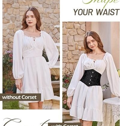 Black Steampunk Brocade Over bust Corset with Chains