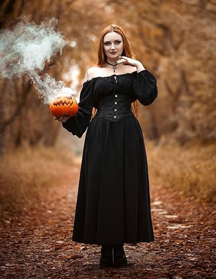 Black Steampunk Brocade Overbust Corset with Chains