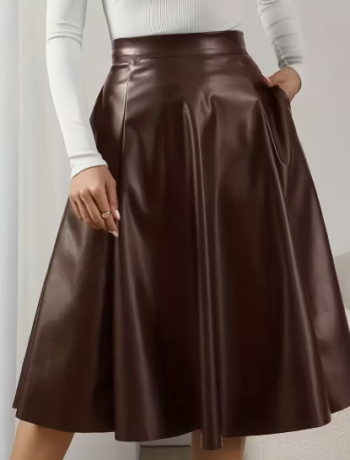 high waist faux leather skirt