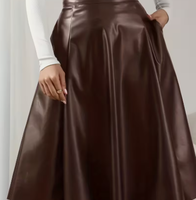 high waist faux leather skirt