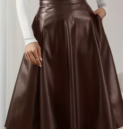high waist faux leather skirt