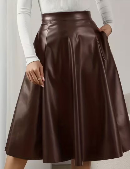 high waist faux leather skirt