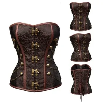 Brown Steampunk Brocade Over bust Corset
