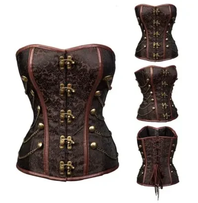 Brown Steampunk Brocade Over bust Corset