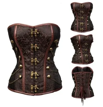 Brown Steampunk Brocade Over bust Corset