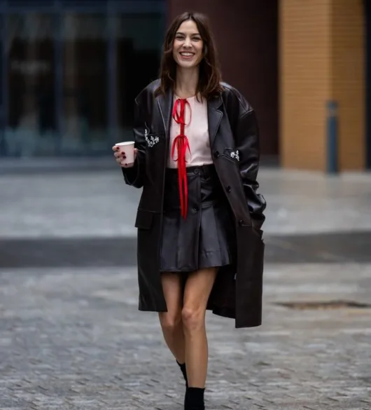 Black Leather Skirt Street Style Outfit
