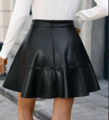 high waist faux leather skirt women