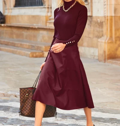 Burgundy Skirt & Top Set for Women