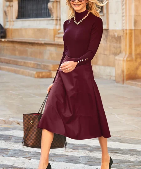 Burgundy Skirt & Top Set for Women