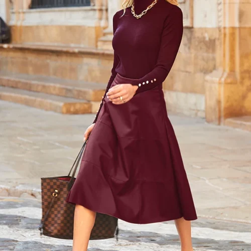 Burgundy Skirt & Top Set for Women