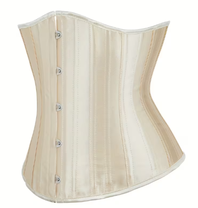 Classic waist training corset satin bustier with front busk closure for women