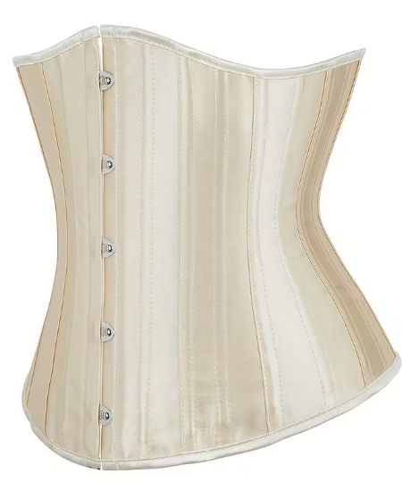 Classic waist training corset satin bustier with front busk closure for women