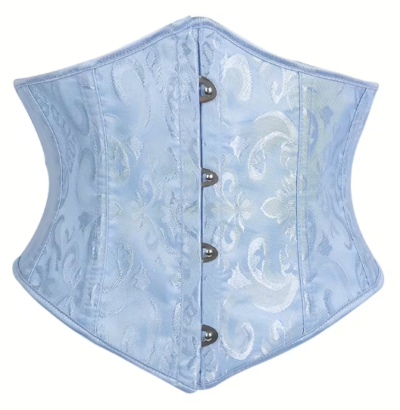 Light jacquard short waist cincher belt with adjustable front buckle