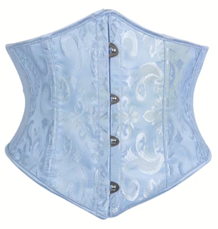 Light jacquard short waist cincher belt with adjustable front buckle