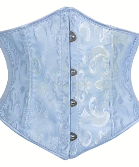 Light jacquard short waist cincher belt with adjustable front buckle